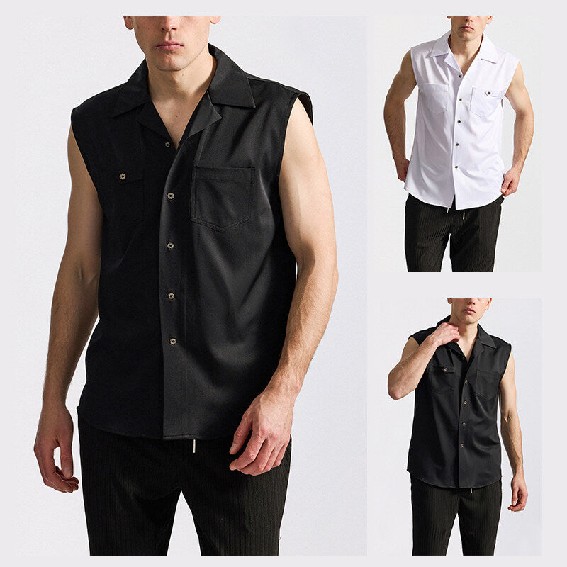 Herren Ärmelloses Revers-Shirt | LuxeStyle