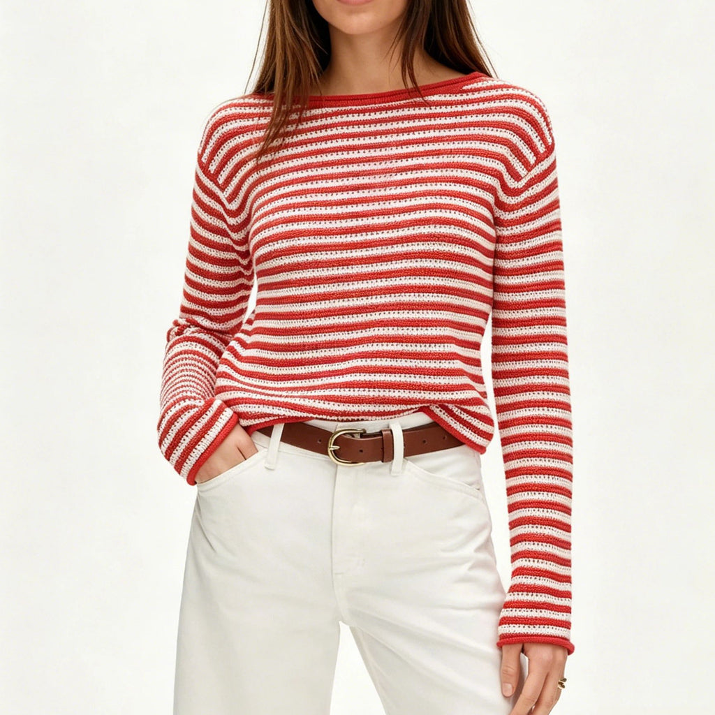 Gestreifter Pullover im Casual Loose Fit