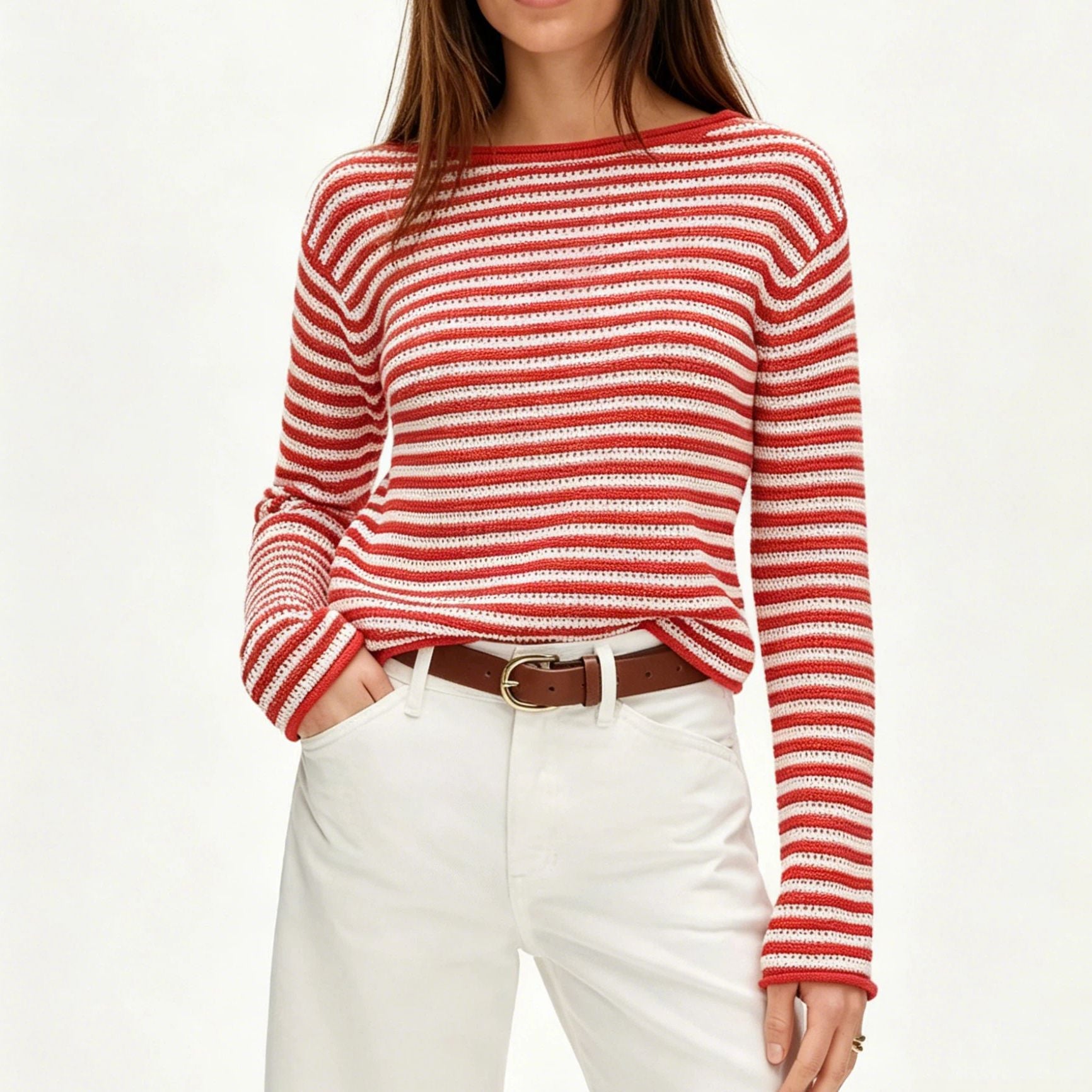 Gestreifter Pullover im Casual Loose Fit