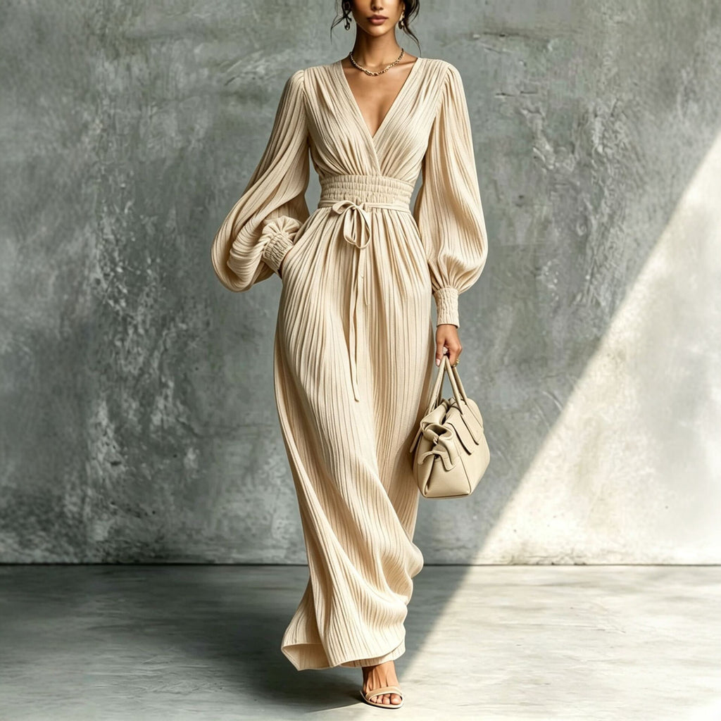 Elegante Damenrobe mit Taillenweite und V-Ausschnitt