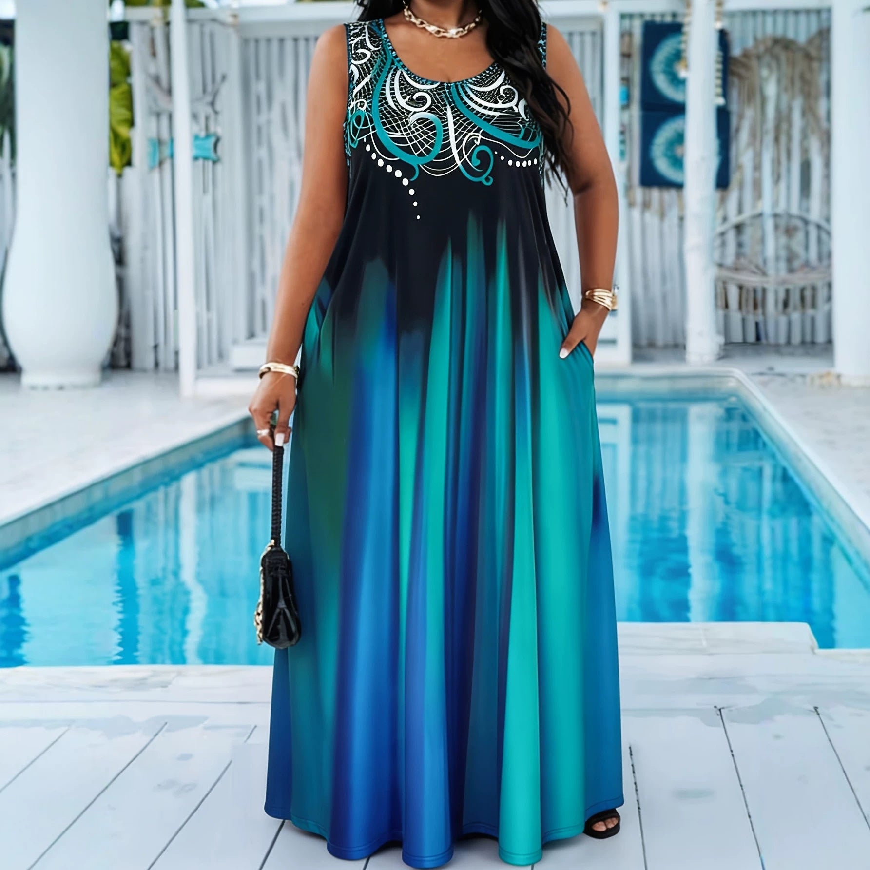 Elegantes A-Linien Kleid mit Farbverlauf