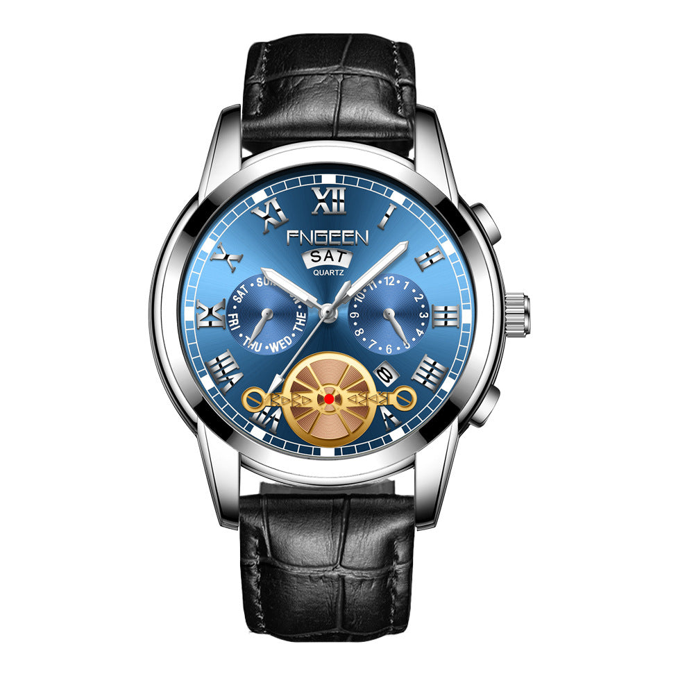 Quarz-Armbanduhr mit Kalender und Edelstahlband | LuxeStyle