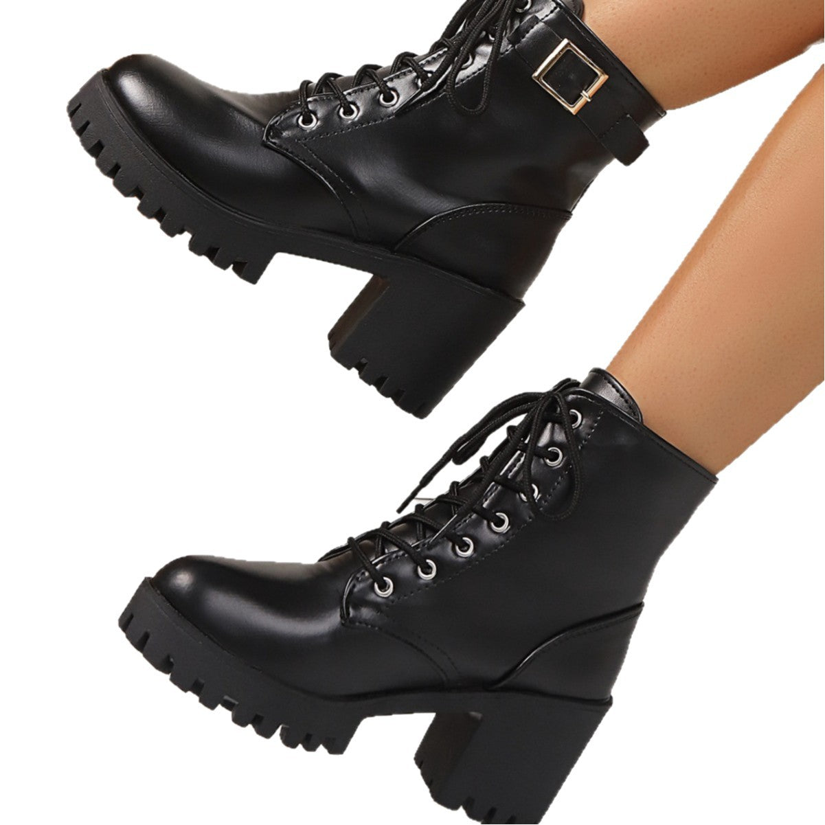 Elegante schwarze High-Heel-Stiefeletten