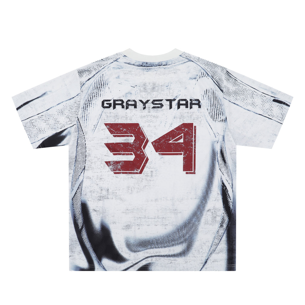 Schwarz-weiss bedrucktes Rundhals-T-Shirt