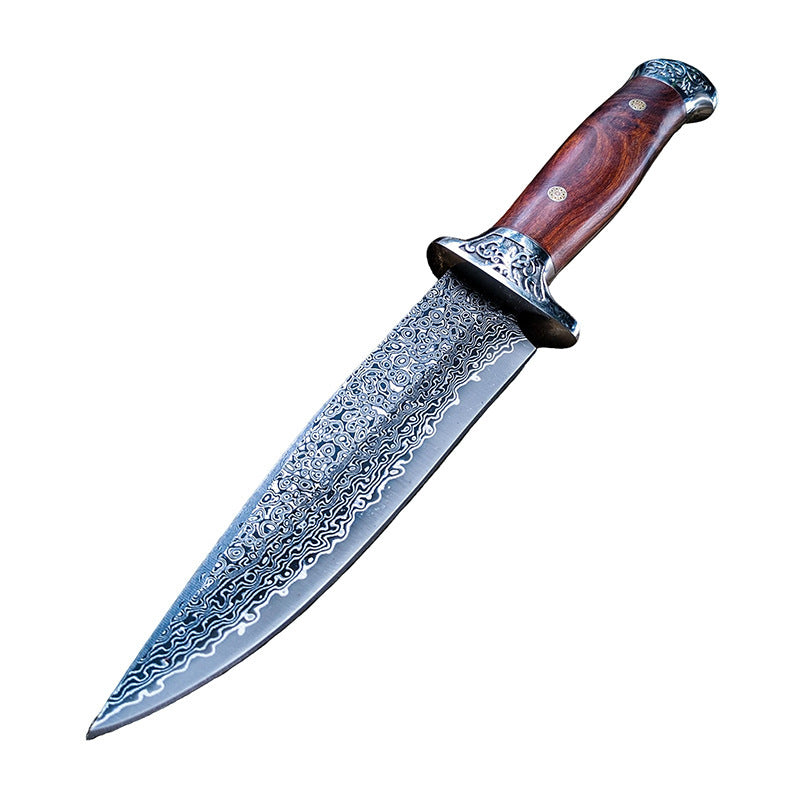Damast Survival-Messer mit Lederscheide – Ansicht 3