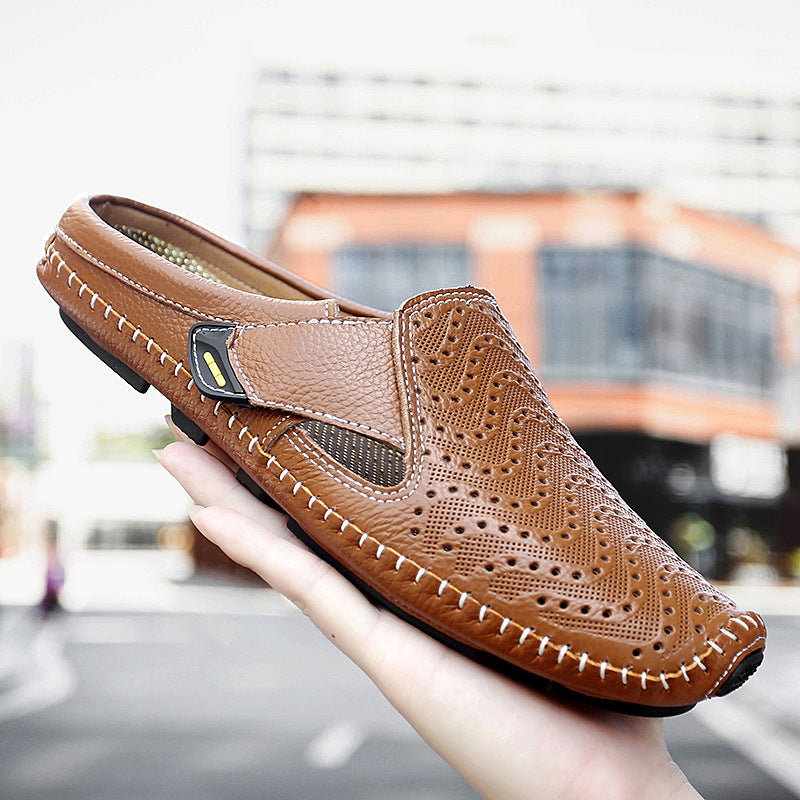 Atmungsaktive Casual-Sandalen aus Leder mit Hohl-Design