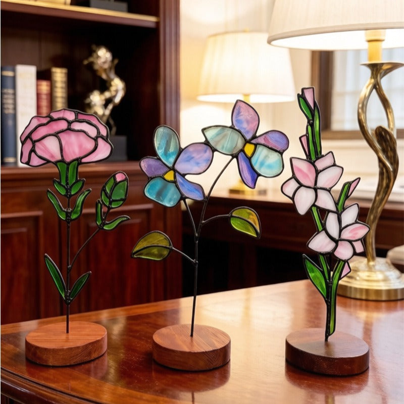 Blumendekoration aus Buntglas