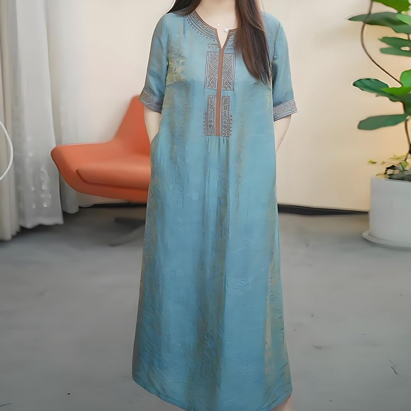 Vintage V-Ausschnitt Kleid im China-Stil