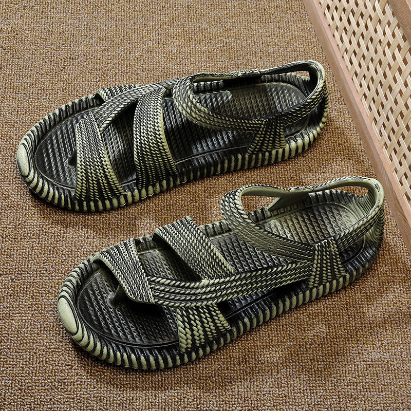 Khakifarbene Strand-Sandalen – Bild 2 | LuxeStyle