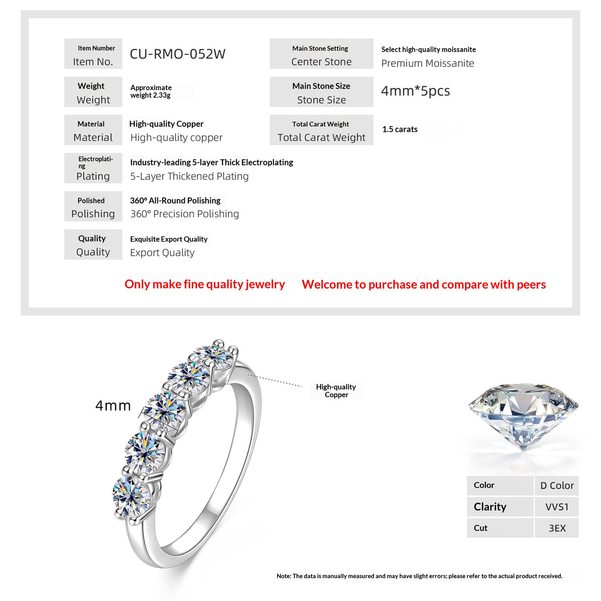 Vergoldeter Moissanit-Ring – Bild 8 | LuxeStyle