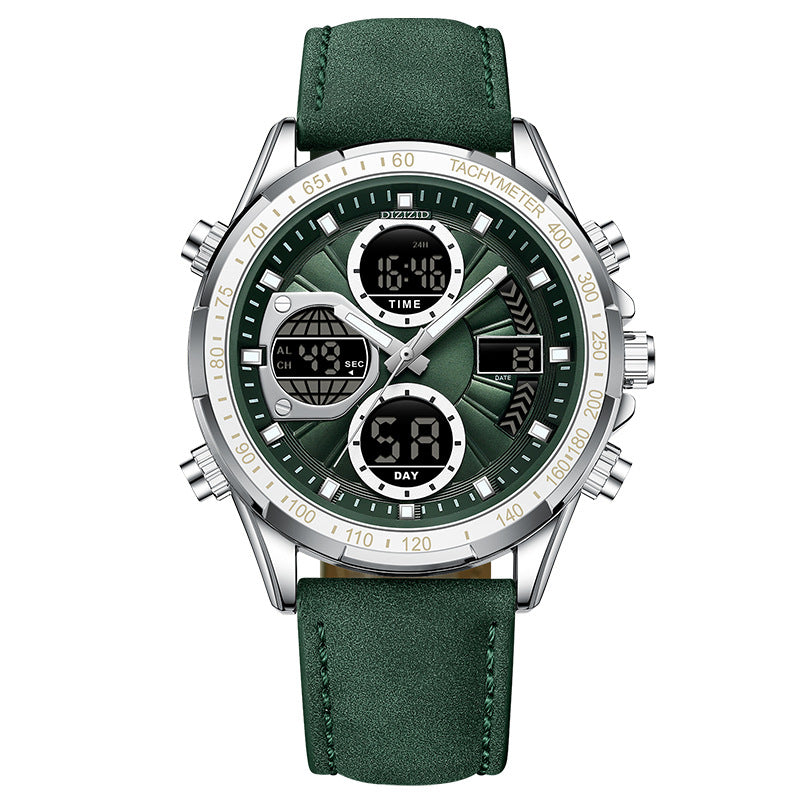 Herren Business-Armbanduhr, Leder, Leuchtzeiger