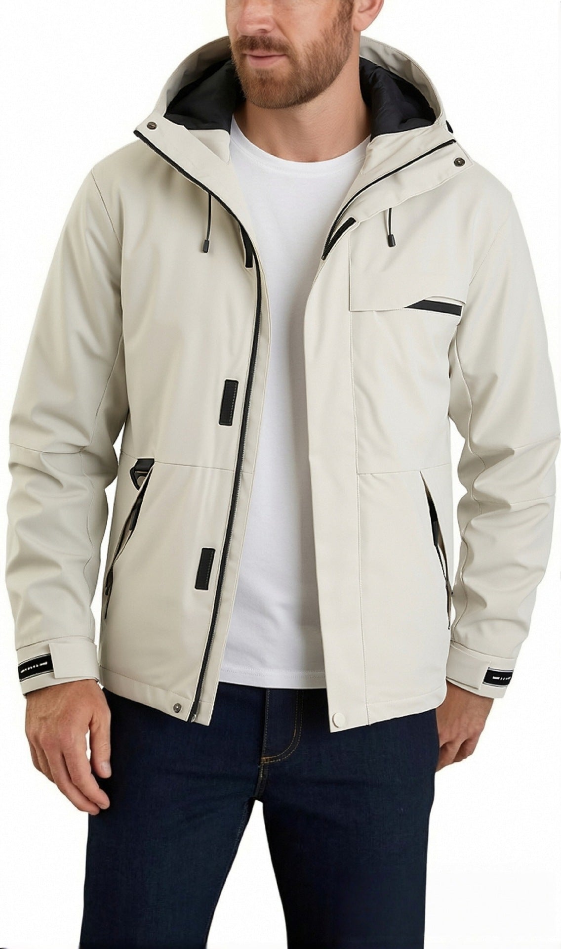 Herren Outdoor-Jacke, unifarben, lockere Passform