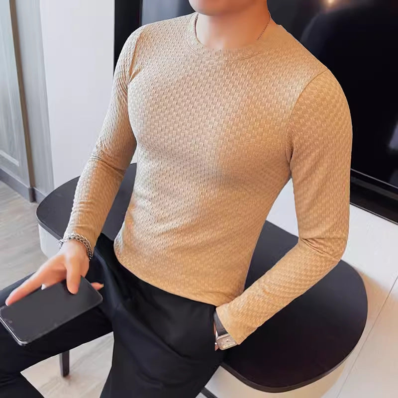 Rundhals Langarmshirt für Herren | LuxeStyle