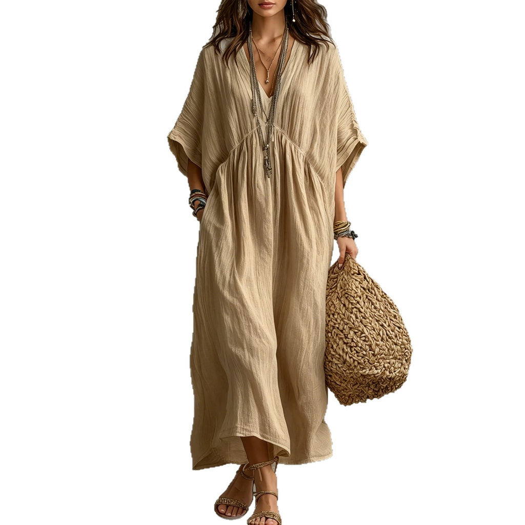 Locker sitzendes Baumwoll-Leinen-Kleid – Bild 10 | LuxeStyle