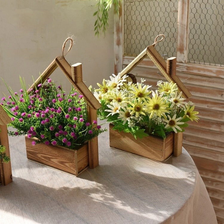 Wanddeko Blumenkorb aus Massivholz – Bild 2 | LuxeStyle