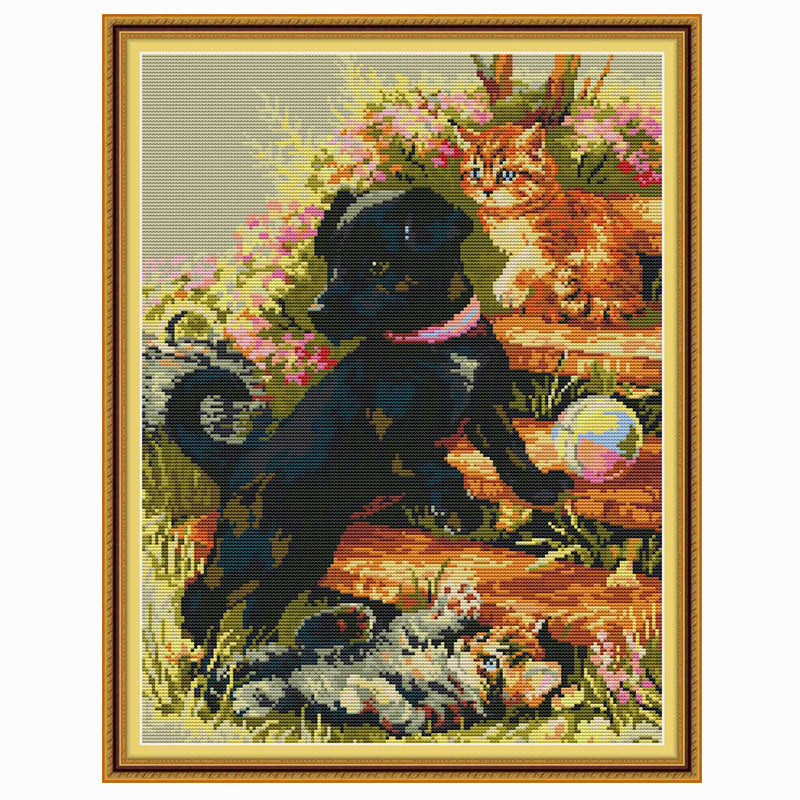Stickbild "Kleiner schwarzer Hund"