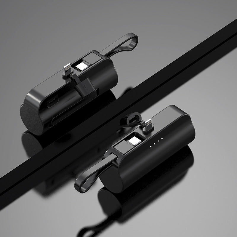 Kompakte 5000 mAh Powerbank mit integriertem Kabel