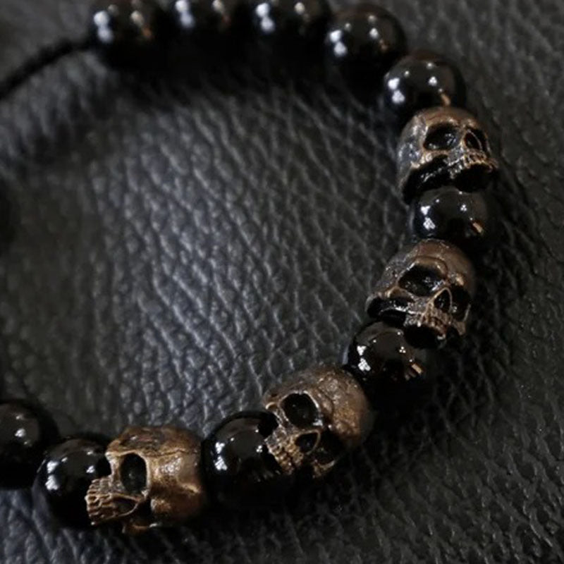 Schwarze Onyx-Armband mit Edelstein- und Leder-Elementen – Bild 5 | LuxeStyle