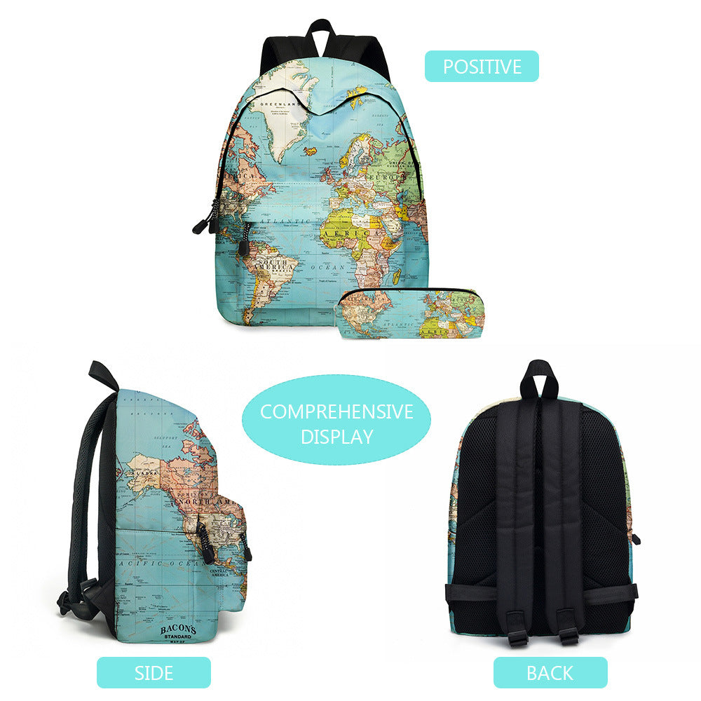 Rucksack mit Weltkarten-Muster | LuxeStyle