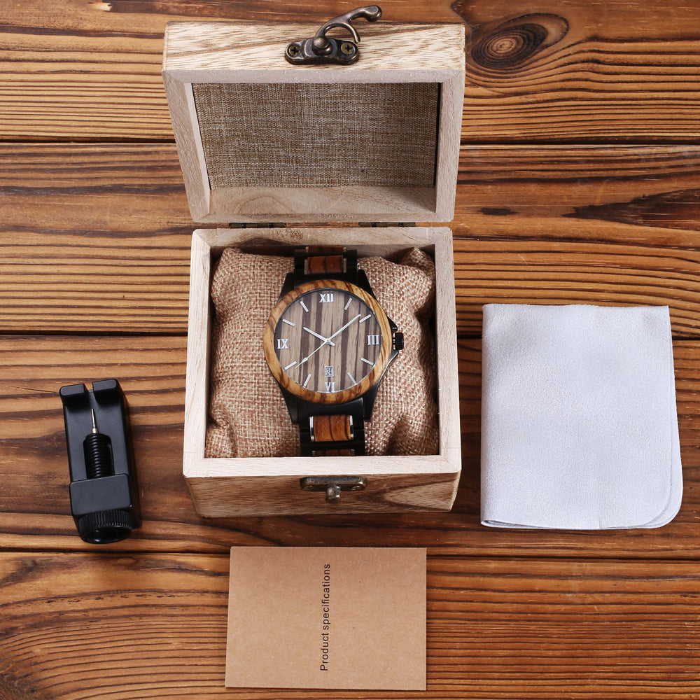 Herren Quarzuhr Sandelholz Schwarz – Bild 13 | LuxeStyle