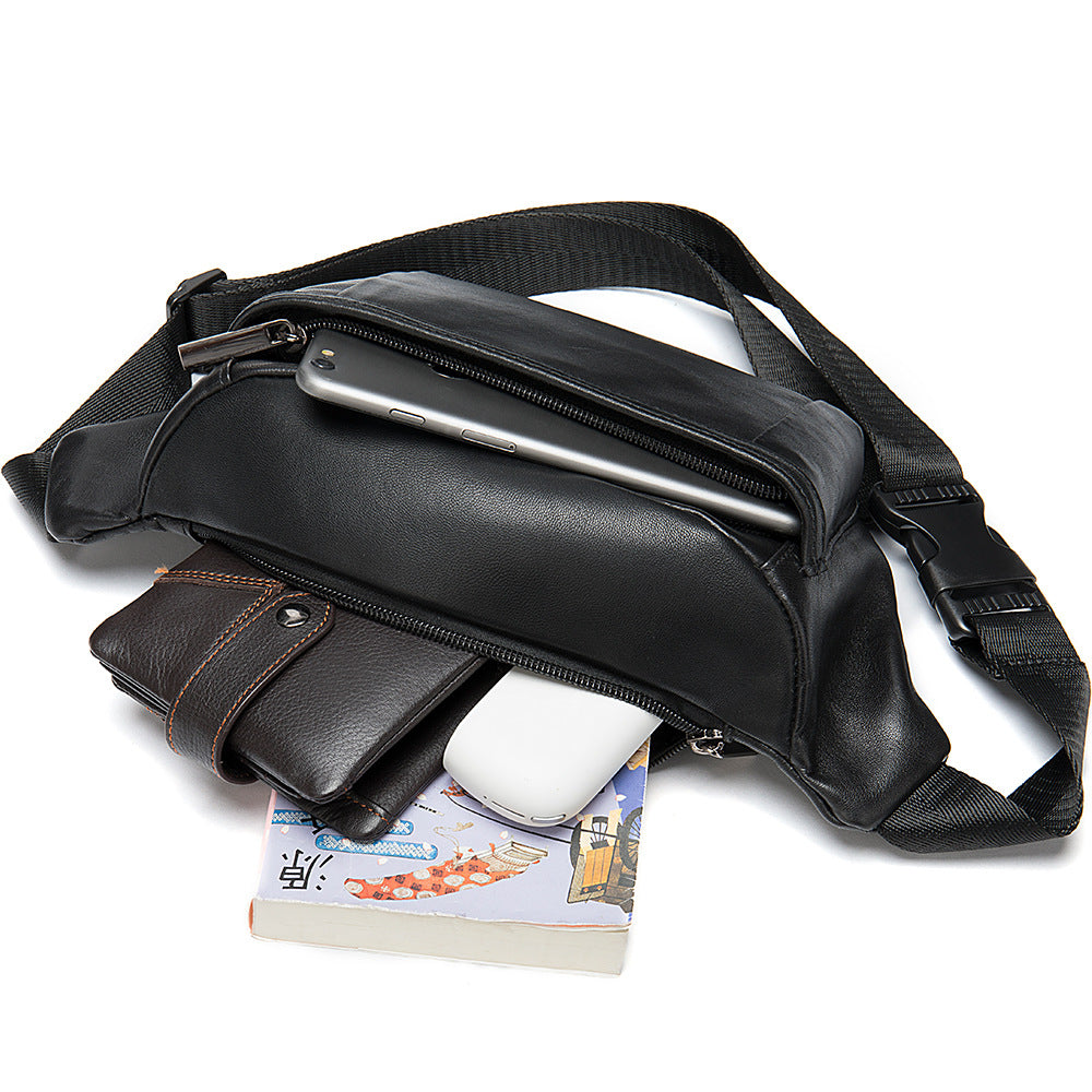 Einfache Retro-Brusttasche aus Leder – Bild 5 | LuxeStyle