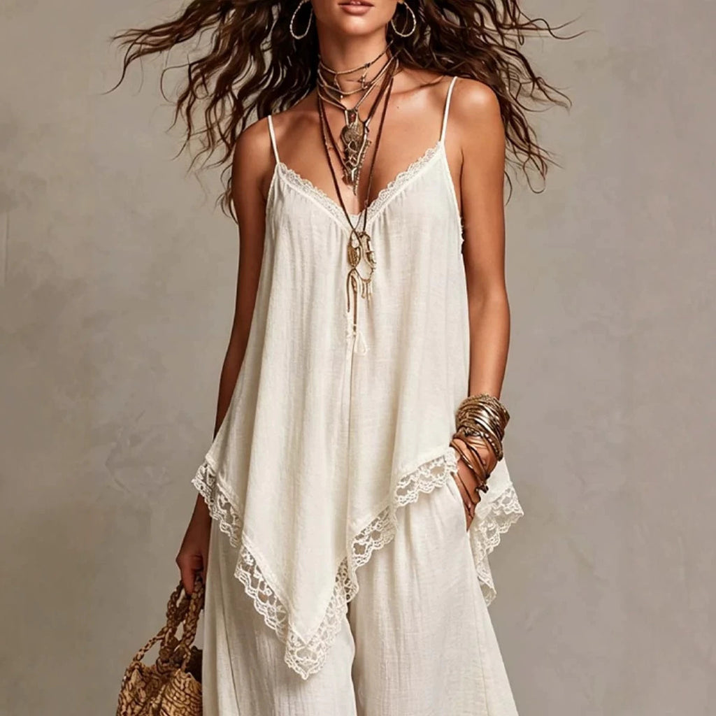 Boho-Chic Resort-Set mit weitem Bein
