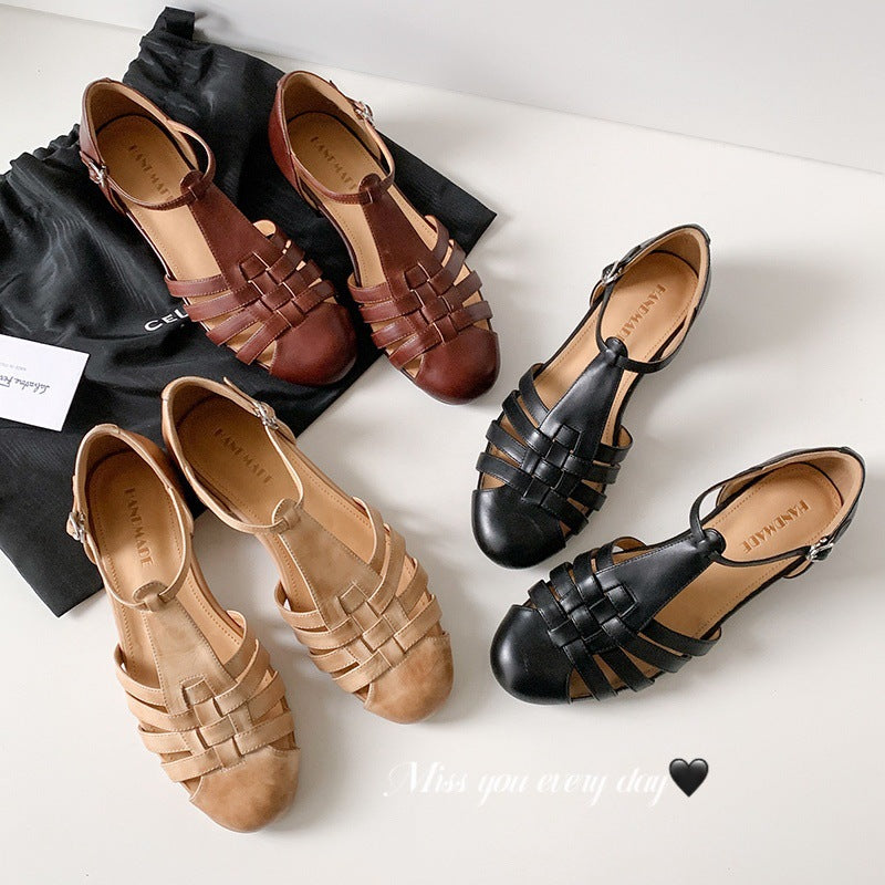 Elegante Strick-Sandalen mit runder Zehenpartie
