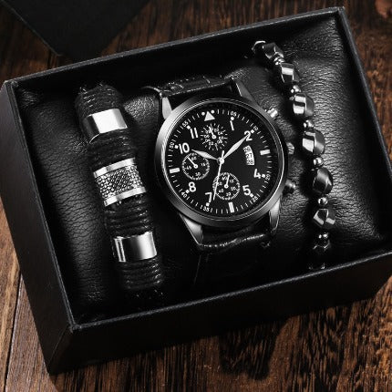 Herren Business-Geschenkset: Armbanduhr mit Accessoires