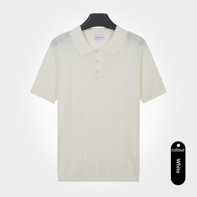 Herren Strick-T-Shirt Kurzarm Slim-Fit