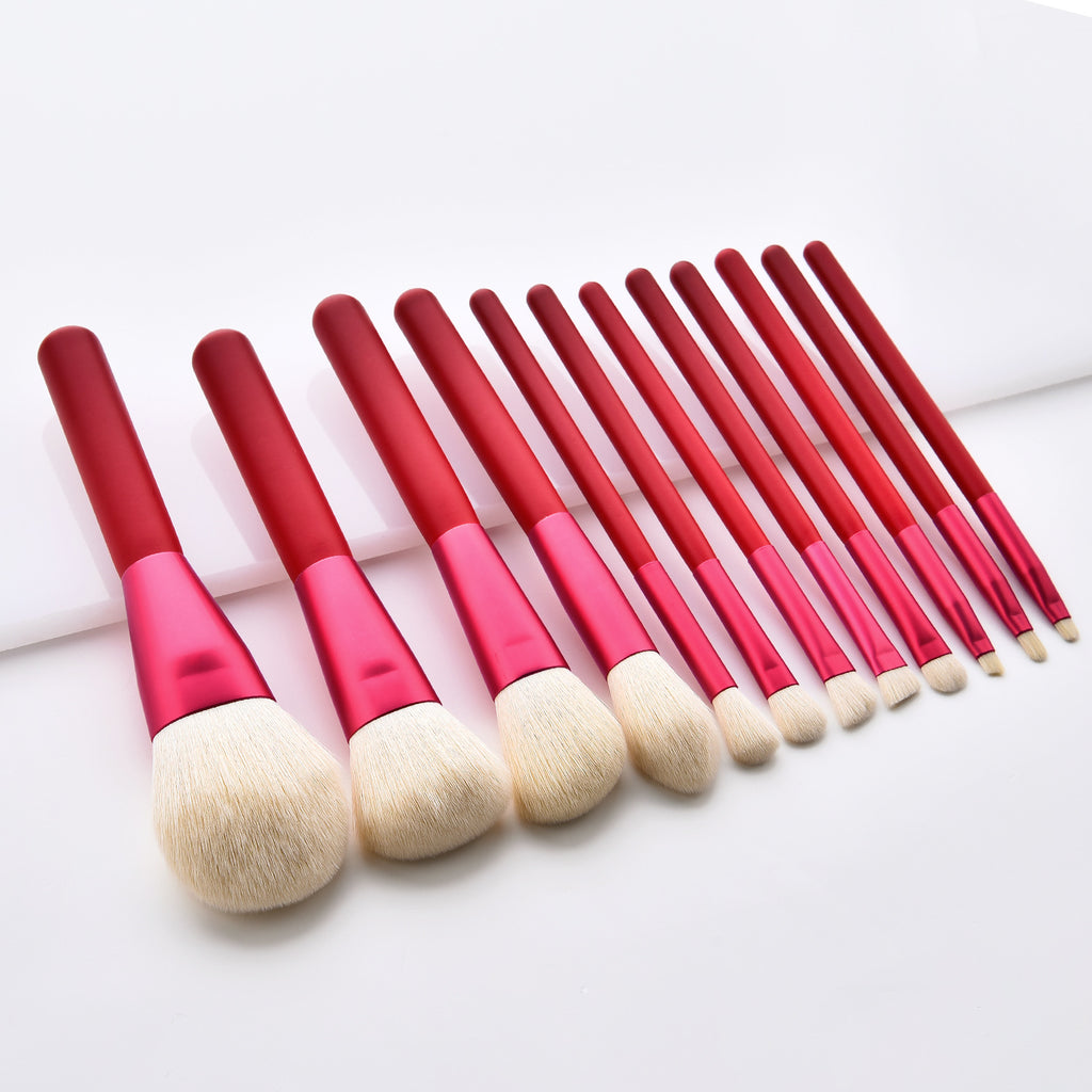 12-teiliges Make-up Pinselset Rot