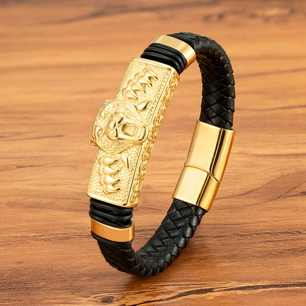 Herren-Armband aus Edelstahl und Leder | LuxeStyle