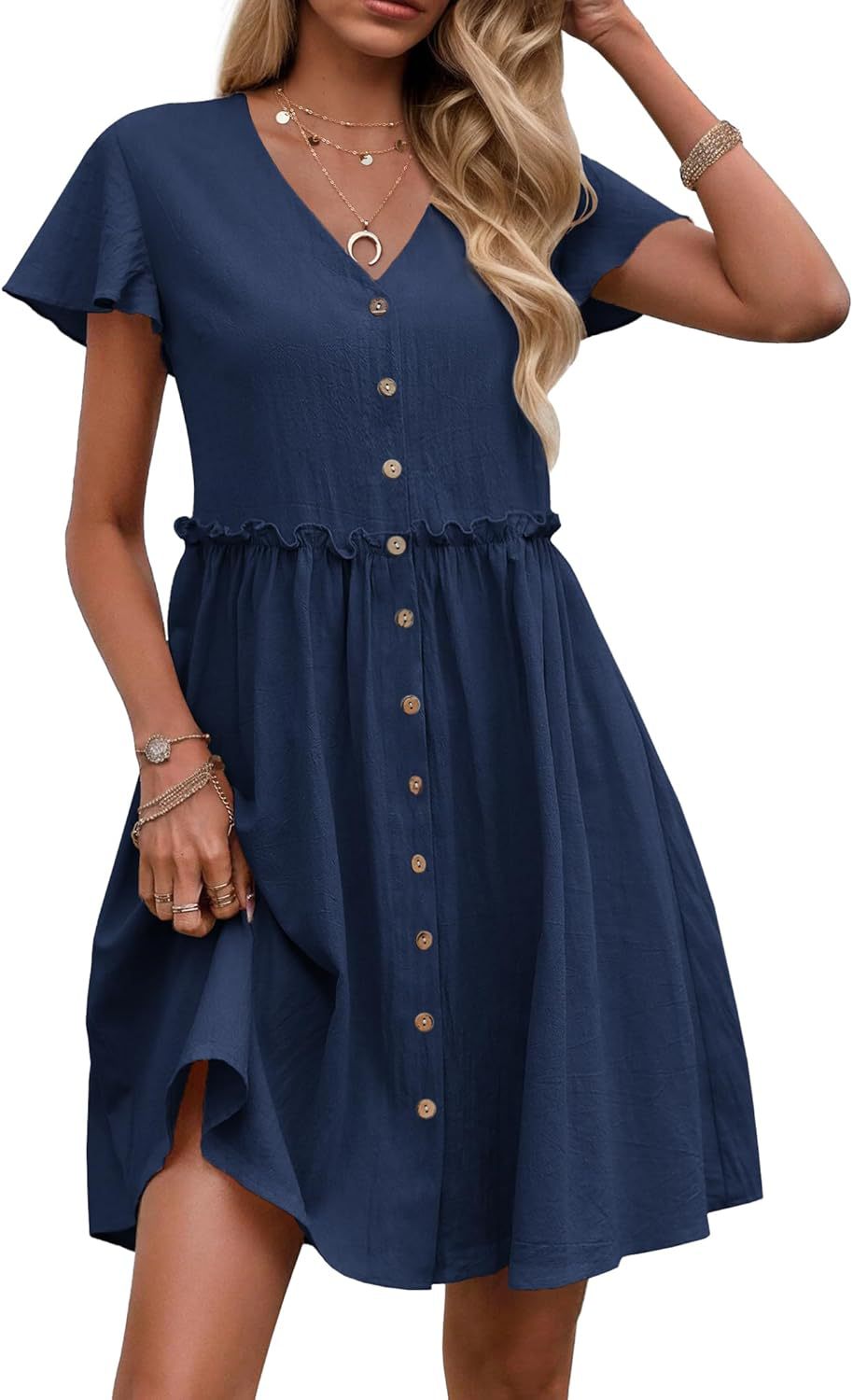 Boho V-Ausschnitt Rüschenkleid – Bild 10 | LuxeStyle