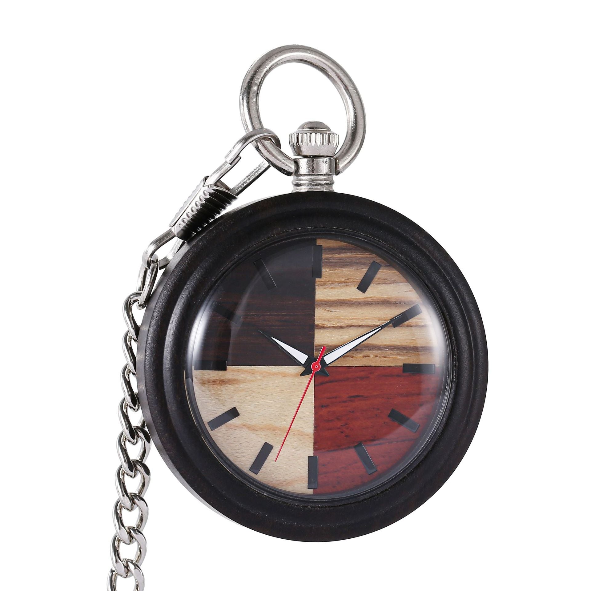 Holz-Taschenuhr mit rauer Kette