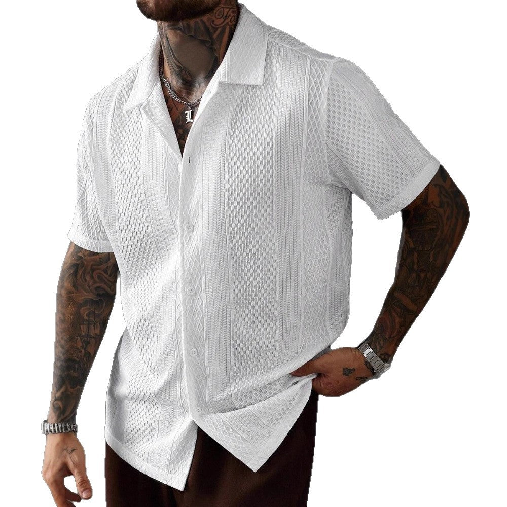 Herren Strickhemd mit Revers und Lochmuster – Bild 8 | LuxeStyle