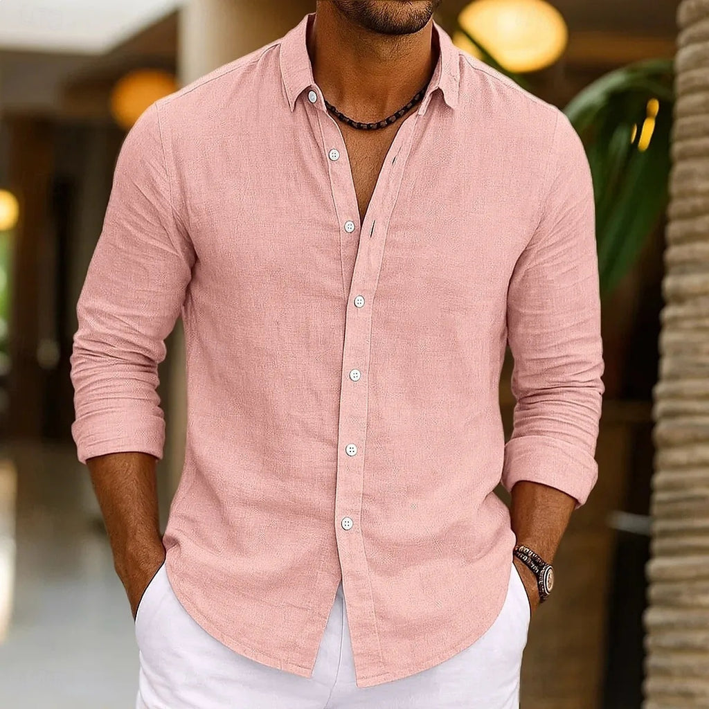 Unisex Langarmhemd aus Baumwoll-Leinen – Bild 8 | LuxeStyle