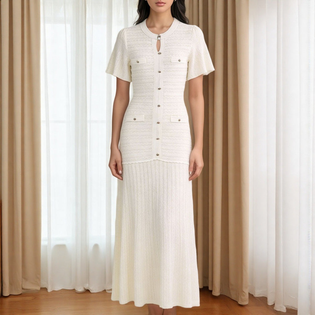 Strickkleid mit Rundhals und Metallic-Faden – Bild 4 | LuxeStyle