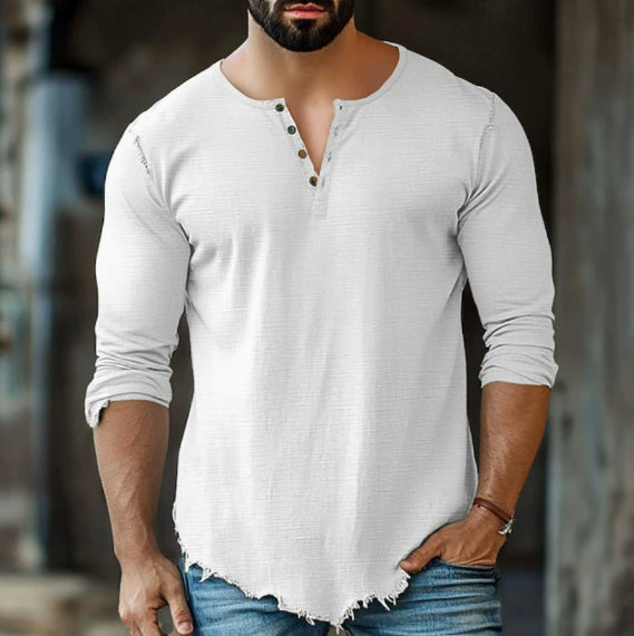 Herren Langarmshirt mit vier Knöpfen – Bild 8 | LuxeStyle