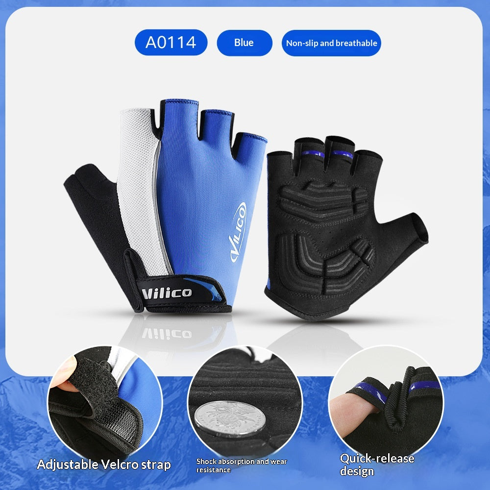 Atmungsaktive Anti-Rutsch Velo-Handschuhe (Halbfinger)
