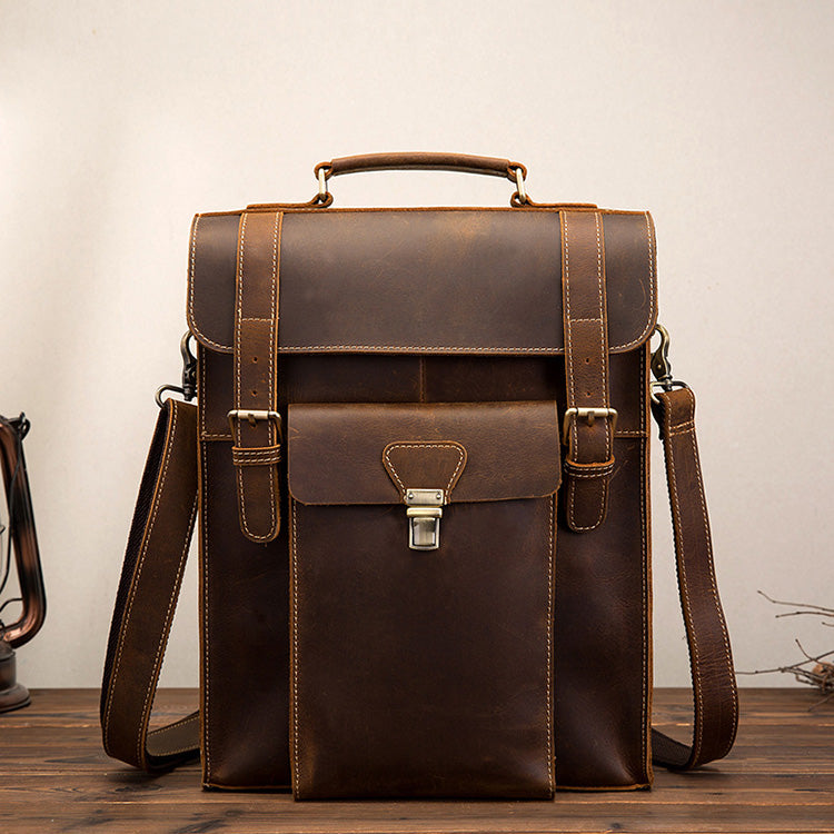 Leder-Rucksack für Herren, braun, 36 × 12 × 30 cm | LuxeStyle