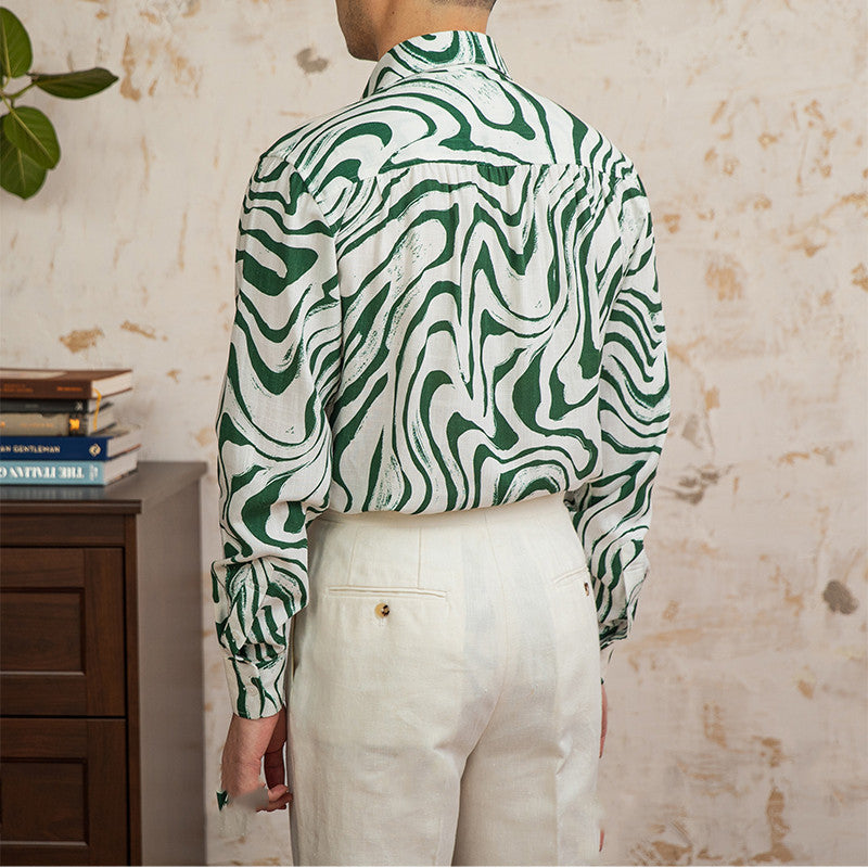 Bogenkragen-Shirt aus Leinen-Viskose – Bild 3 | LuxeStyle
