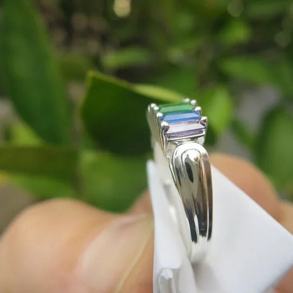 Regenbogen Zirkonia Ring aus Edelstahl