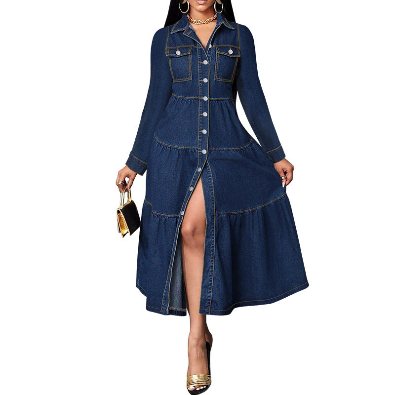 Elegantes Jeanskleid mit Cardigan-Design