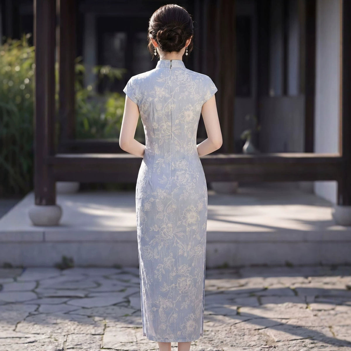 Elegantes Retro-Kleid in Grau-Blau – Bild 4 | LuxeStyle