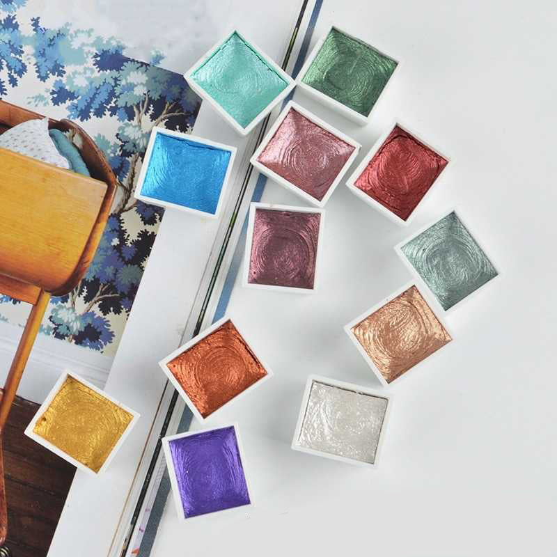 Aquarellfarben-Set mit 12 Glitzerfarben