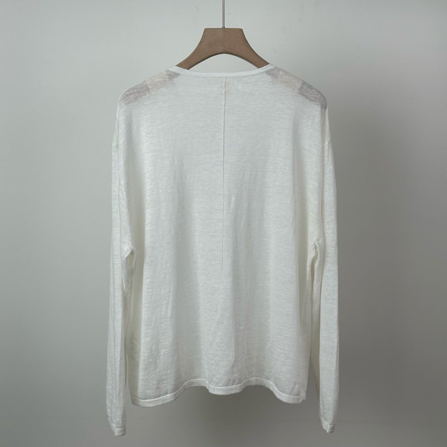 Leinen-Stricktop mit Rundhals und langen Ärmeln