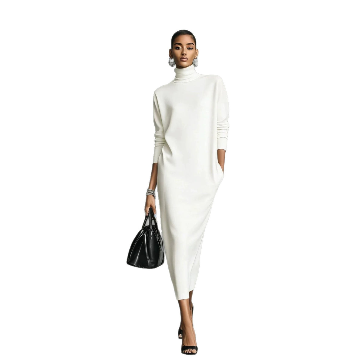 Elegantes Langarm-Midikleid mit Schlitz – Bild 5 | LuxeStyle