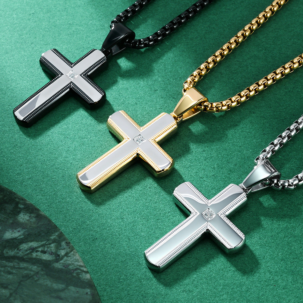 Halskette mit Kreuz-Anhänger aus Edelstahl – Bild 4 | LuxeStyle