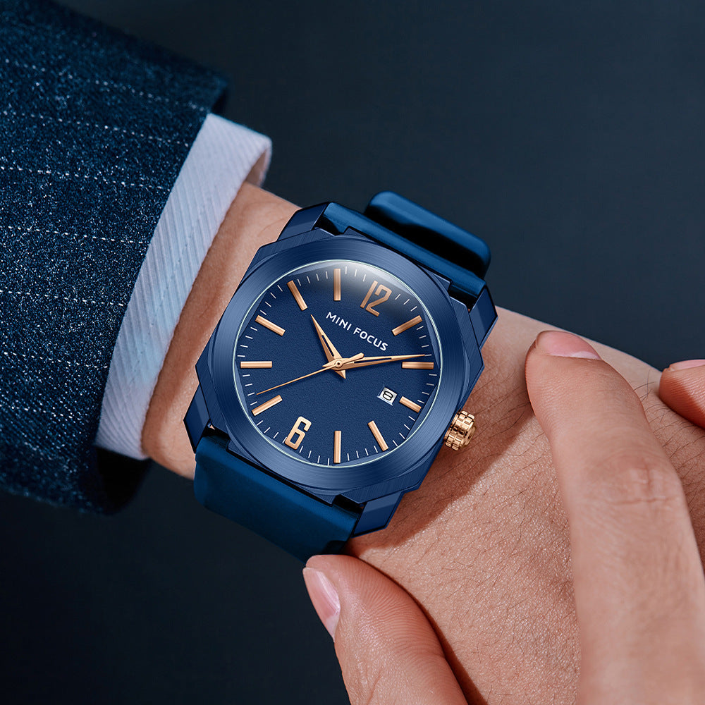Wasserdichte Herrenuhr mit Kalender und Silikonband – Bild 4 | LuxeStyle
