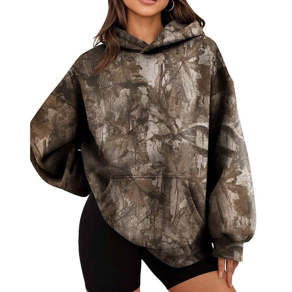 Weiten Bäumchenmuster-Hoodie