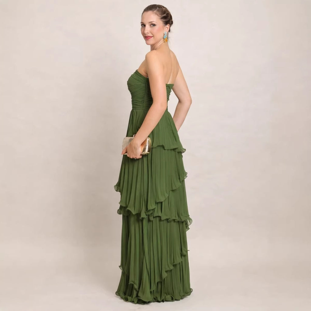 Trägerloses Chiffon-Kleid mit Raffungen – Bild 10 | LuxeStyle